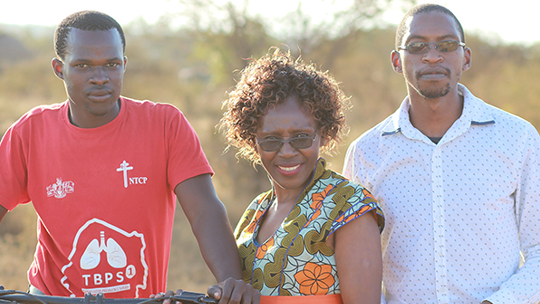Success story Eswatini TB Photo of three individuals standing side-by-side working on the TB response in Eswatini