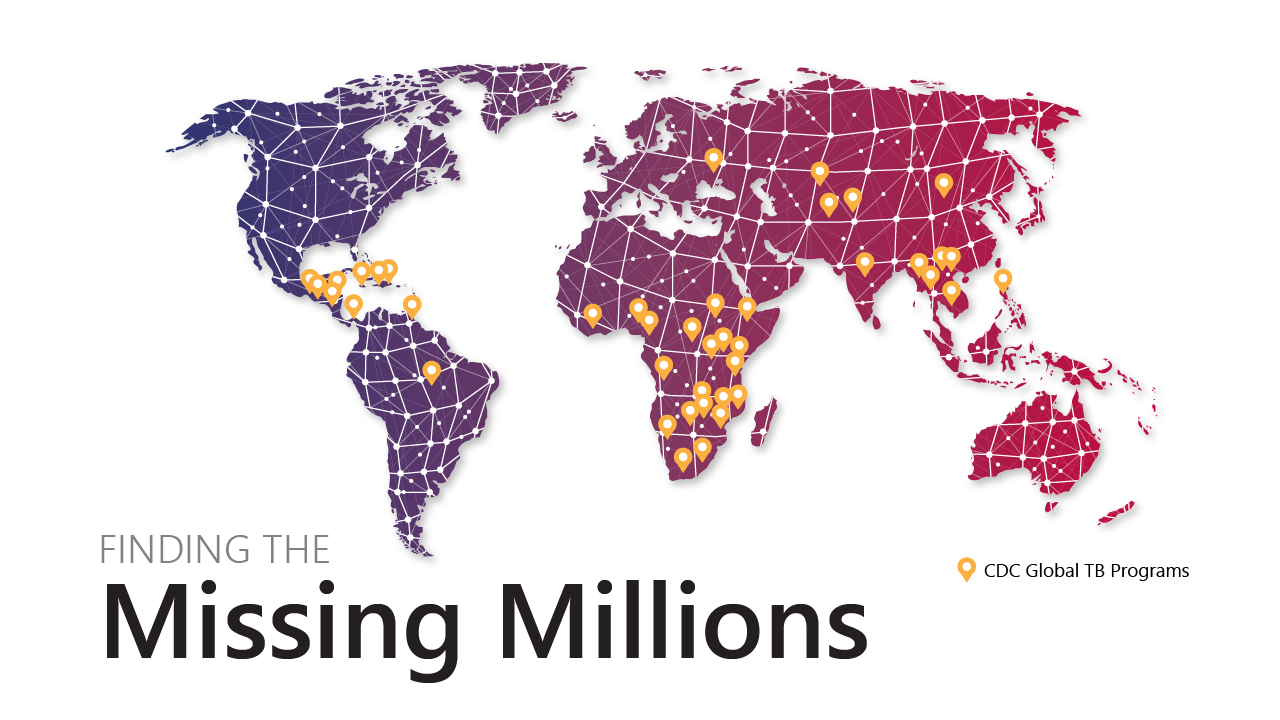 World TB Day Banner Updated Map of the countries where CDC and partners work on TB prevention