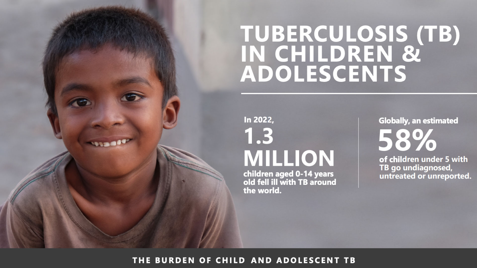 Thumbnail image of the pediatric TB fact sheet with a photo of a boy smiling.