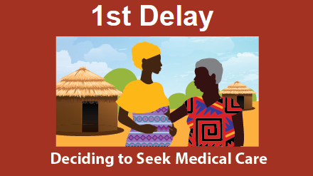 — title missing — First delay: Deciding to seek medical care. A pregnant woman in her community talks with an older woman.