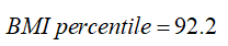 data-file-formula6 BMI percentile equals 92.2