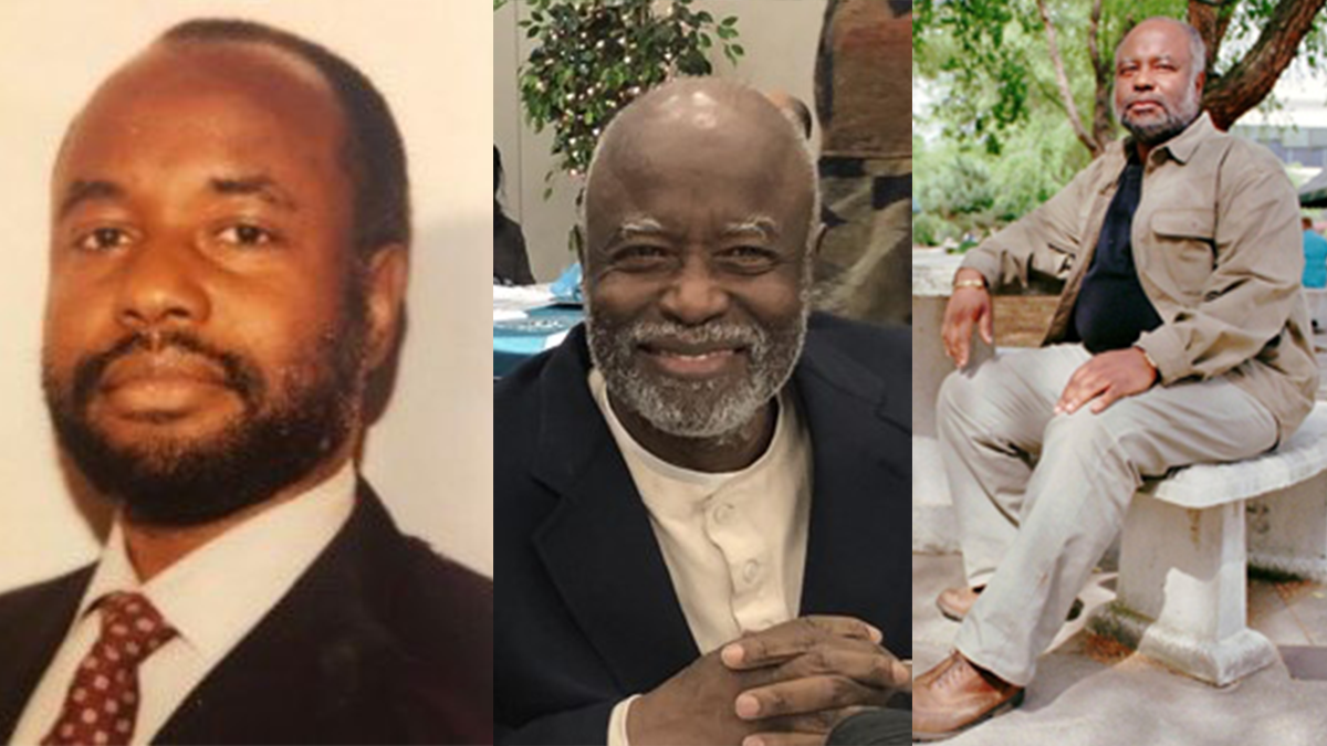 -- title missing -- From left to right, a portrait of Dr. William "Bill" Jenkins, taken in the 1970s, a late portrait of Dr. Jenkins in South Carolina, and a seated portrait.