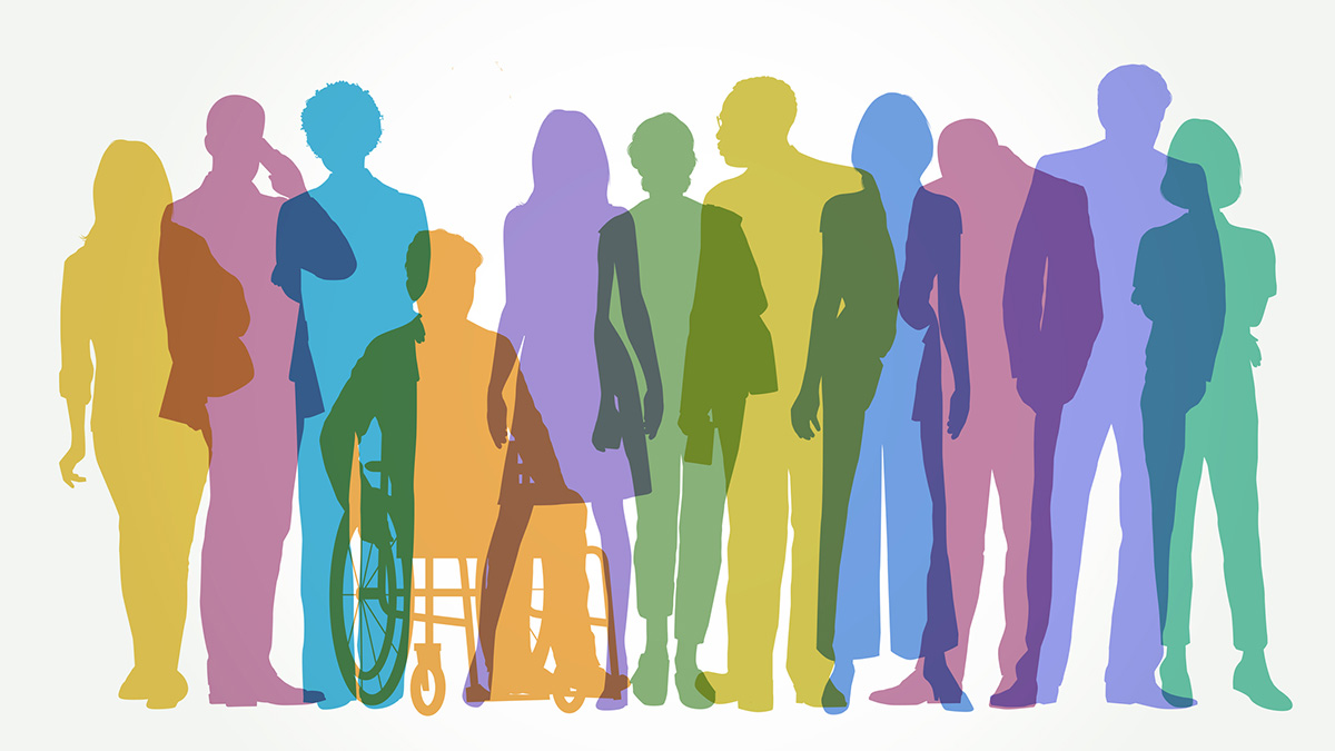People of Different Socioeconomic Backgrounds A multicolored silhouette of people of various socioeconomic backgrounds.