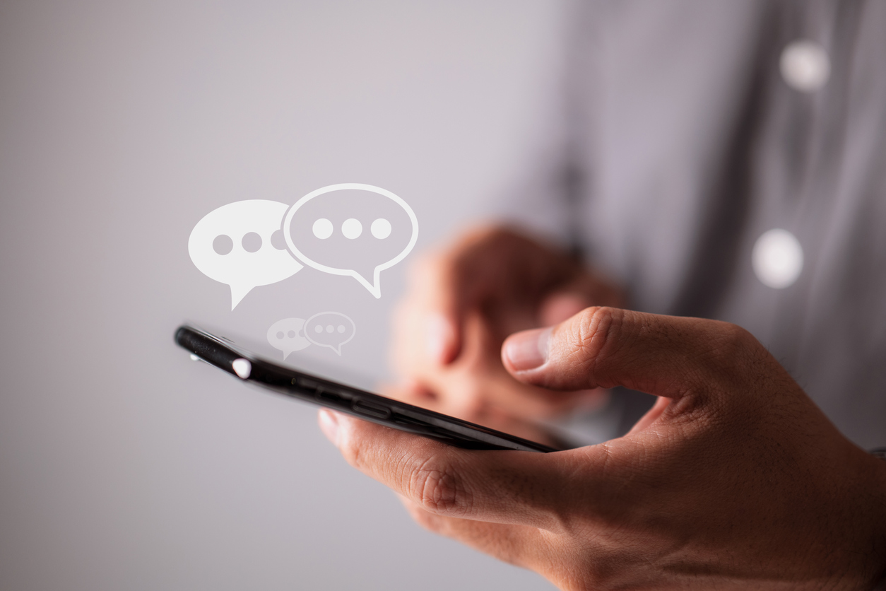 socials on phone Sending a message on phone.