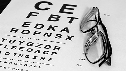Eye chart with glasses Eye chart with glasses