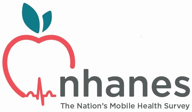 NHANES logo and tagline: The Nation's Mobile Health Survey, with apple outline with shape of electrocardiogram at bottom