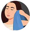 Dry ears after swimming Graphic of a woman drying her ear with a towel.