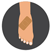 Bandaid covering wound Graphic of a foot with a bandage on it.
