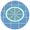 Pool drain Graphic of a pool drain.