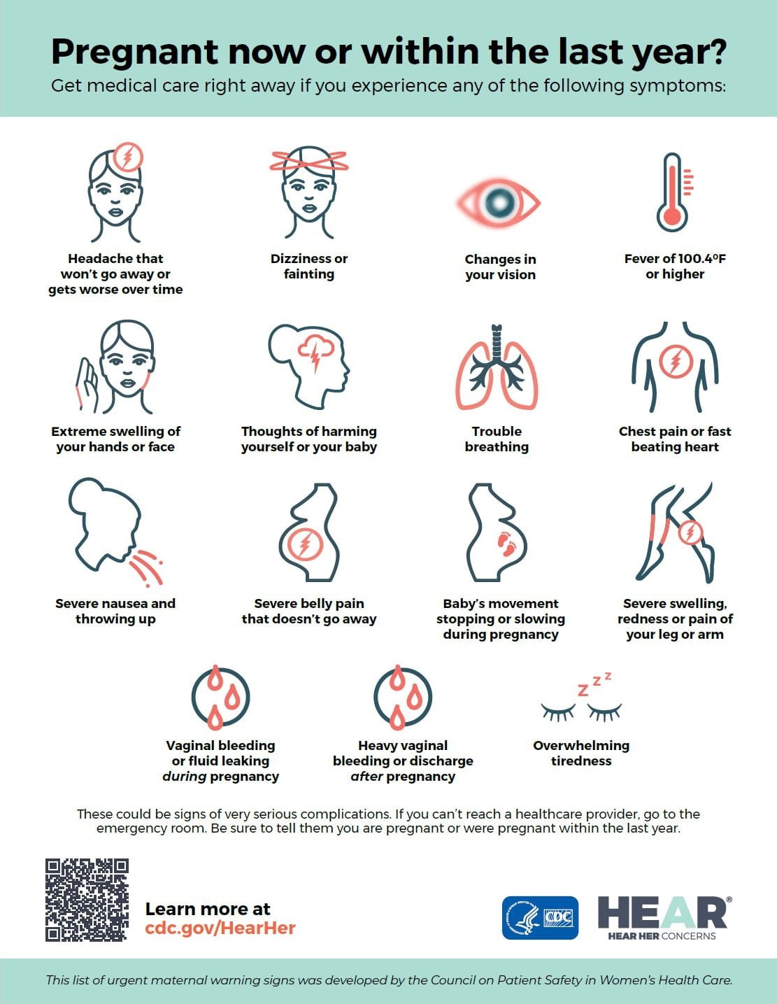 Urgent Maternal Warning Signs poster Urgent maternal warning signs poster