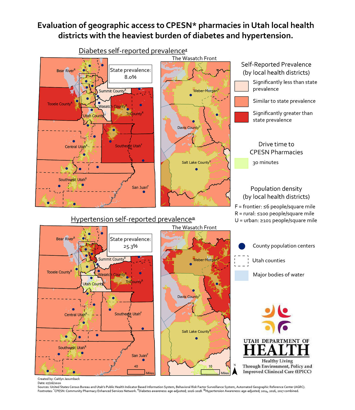 UT-cpesn Evaluation of access to CPESN pharmacies in UT local health districts with the heaviest burden of diabetes and hypertension