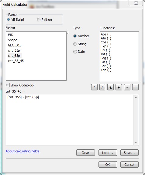 AggData18 The Field Calculator window.