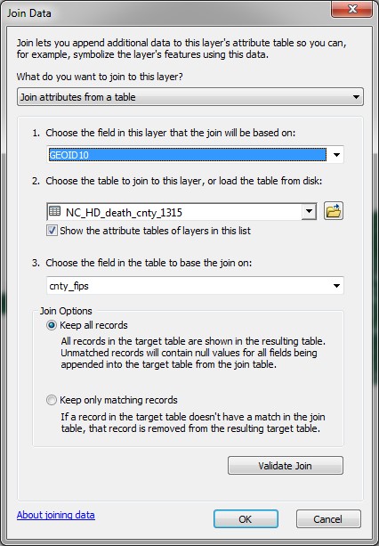 AggData7 The Join Data window.
