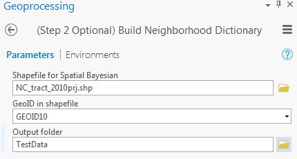 ArcGISPro_12 Step 2 Optional, Build Neighborhood Dictionary. Parameter fields are showing.