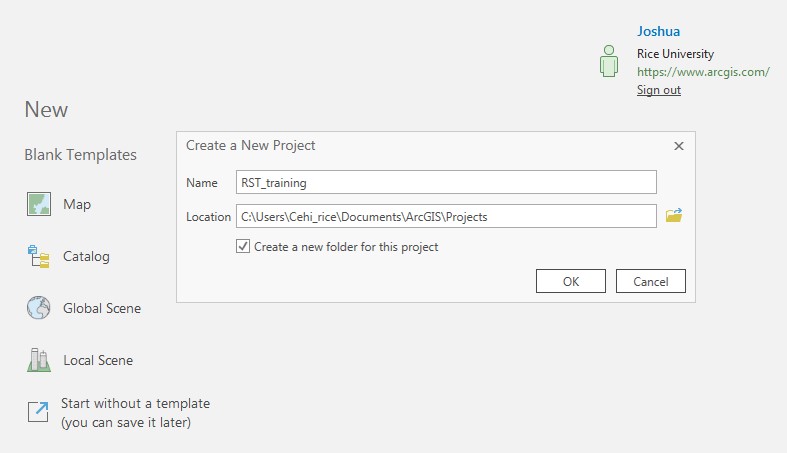 ArcGISPro_1 Create a new project.