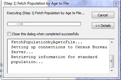 ArcMap11 The Step 1 script window open with the script executing.