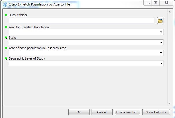 ArcMap9 The Step 1 window open with the fields ready to populate.
