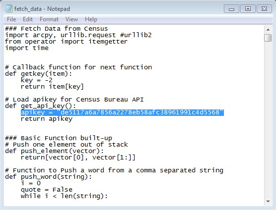 api4 Fetch data window with the api key highlighted.