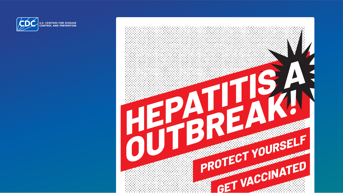 Poster in English showing details around what to do during a hepatitis A outbreak for persons who are unhomed