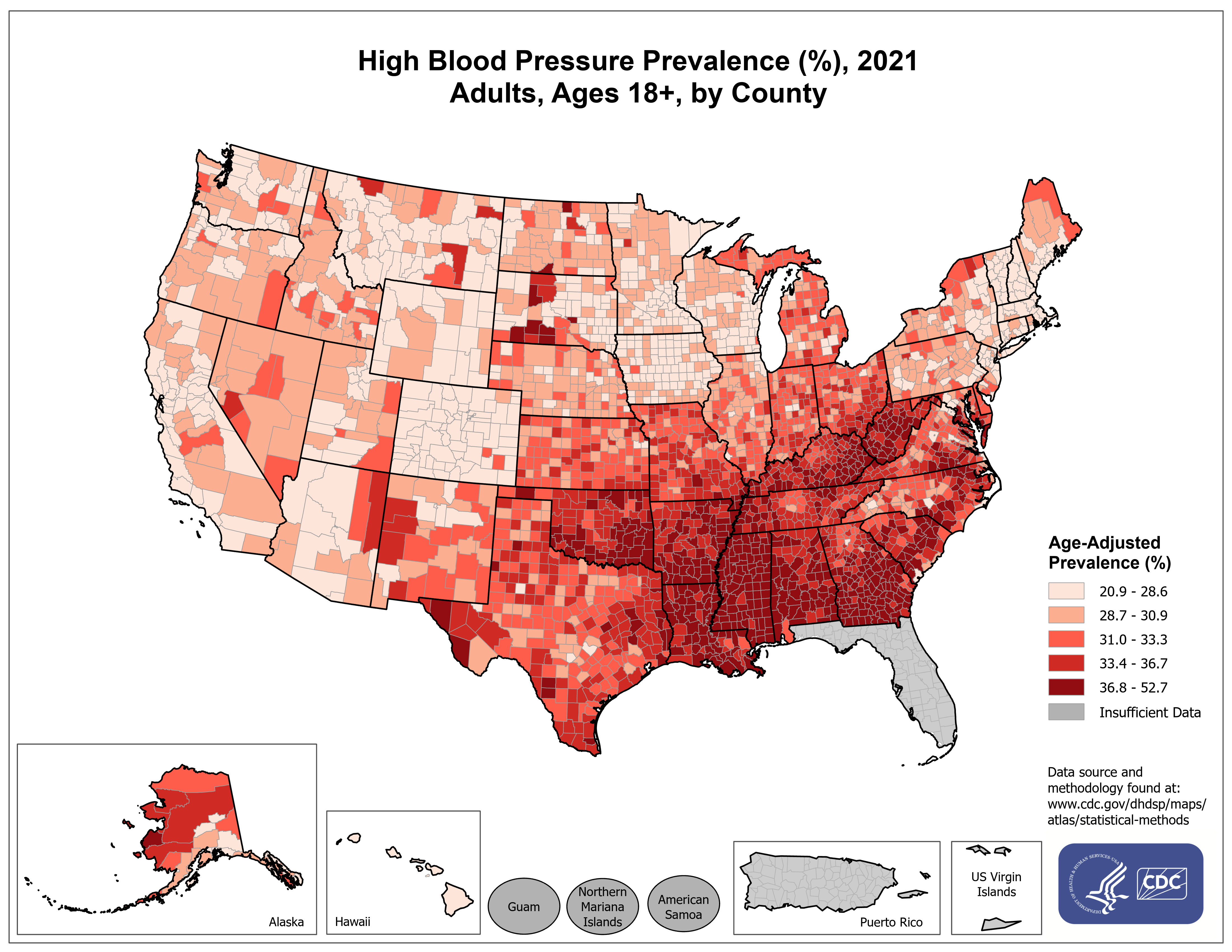 fs_blood_pressure Hypertension prevalence in adults aged 18 and older in the US by county, 2018-2020