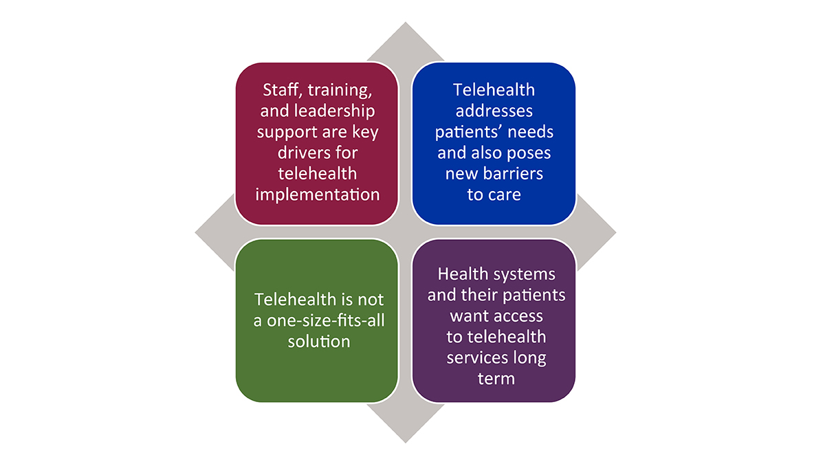 telehealth key findings Staff, training, and leadership support are key drivers for telehealth implementation