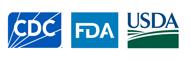 IFSAC 2022 Report - Agencies Logos of CDC, FDA, and USDA – the agencies that make up the Interagency Food Safety Analytics Collaboration.