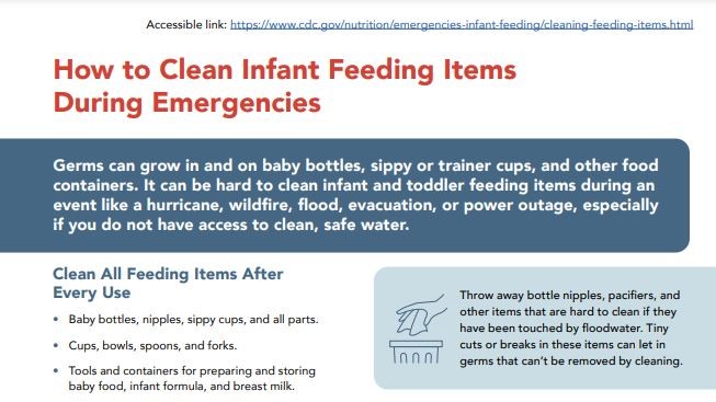 How to clean infant feeding items during an emergency Handout on how to clean infant feeding items during emergencies