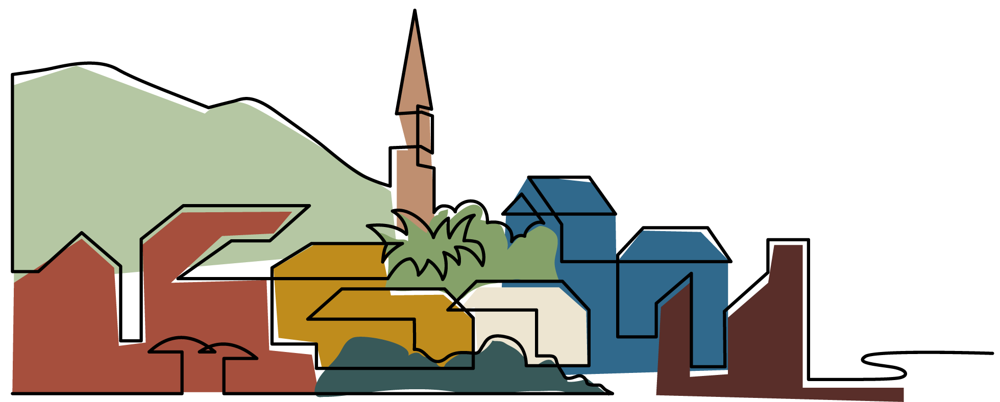 Community Line art depicting community
