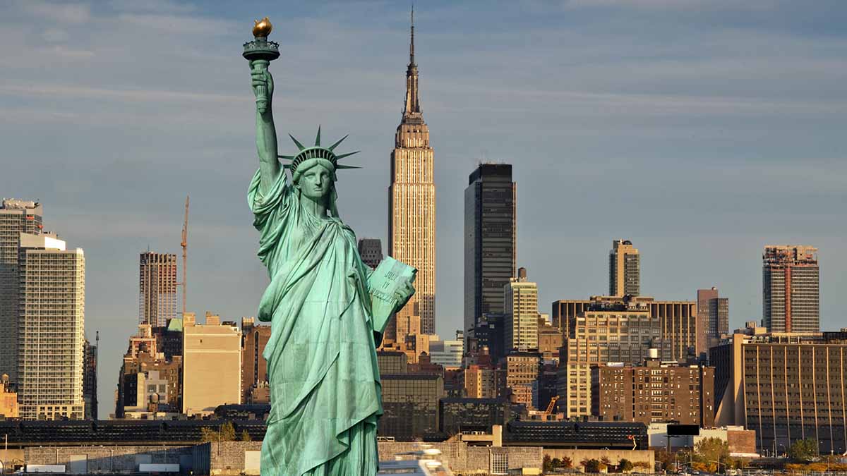New York City New York City landscape with Statue of Liberty