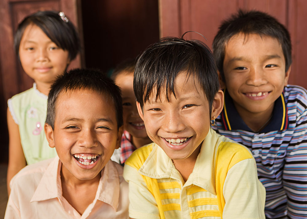 Group of Children Four smiling children