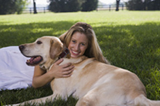 Images of a women with her dog.