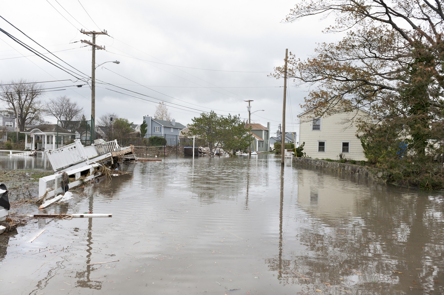 a street is flooded after a hurricane
