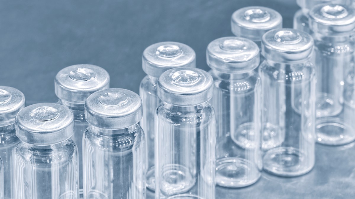 Glass vials for liquid samples Collection of empty glass vials.