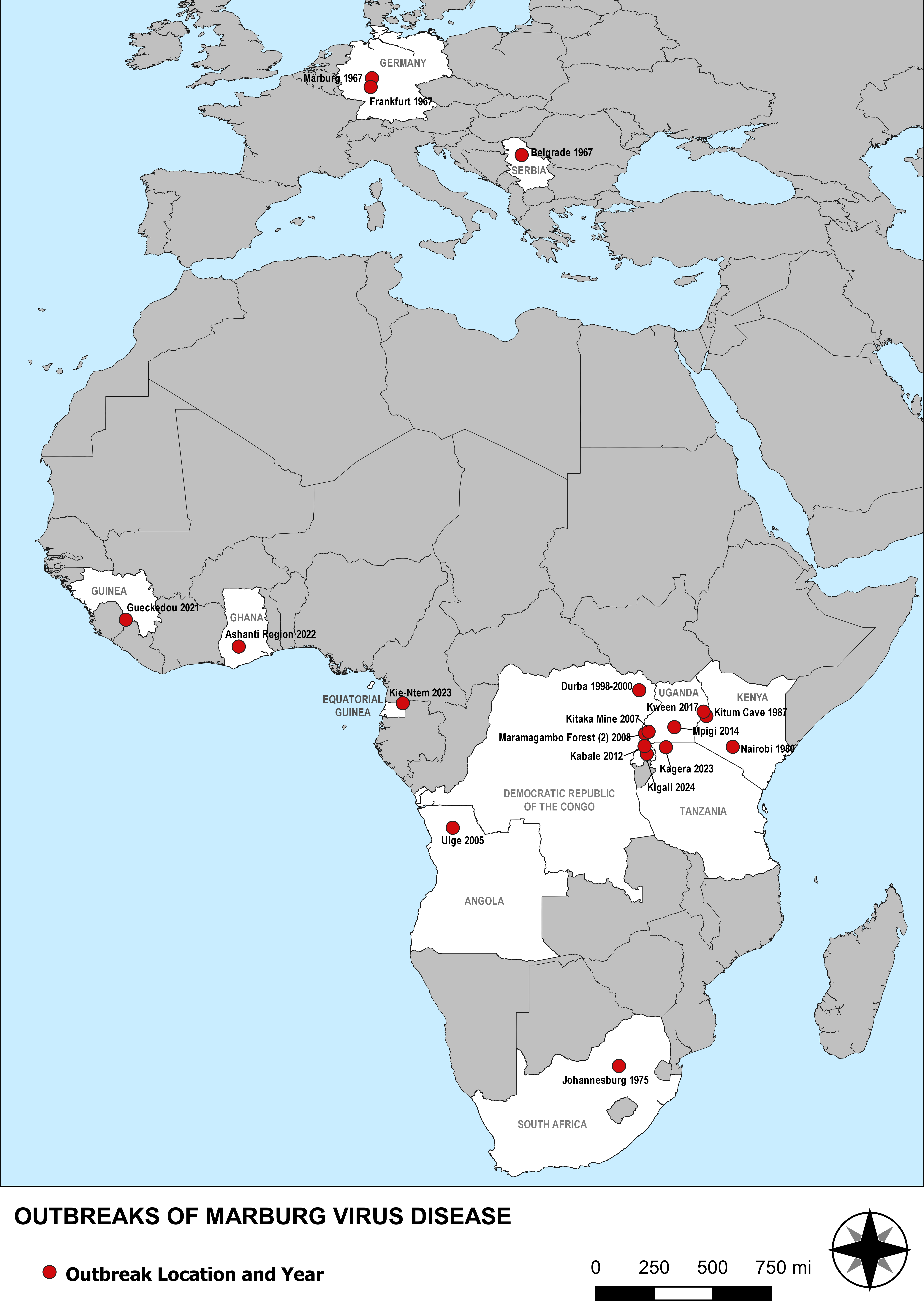 Marburg Map Oct 24 Higher Res A map showing Marburg outbreak locations