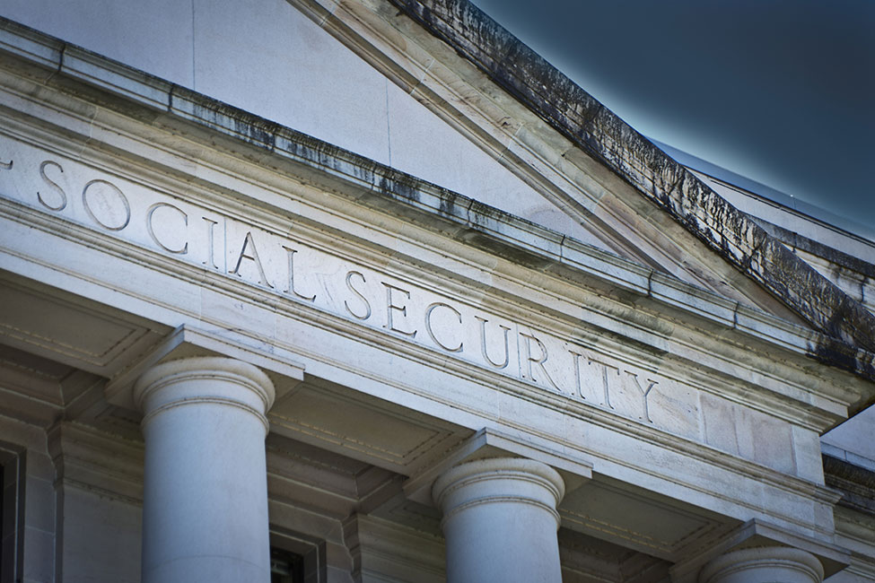 Government Social Security Building with column or pillar architecture.
