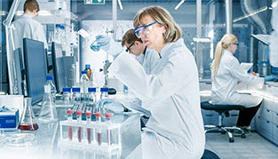 home-for-lab Laboratory setting with clinicians working