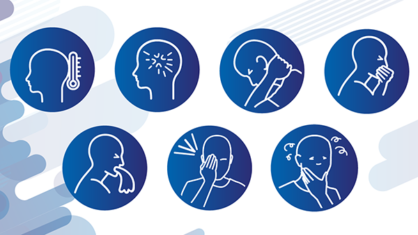 Fungal Meningitis - Symptoms Illustration showing several symptoms of fungal meningitis.