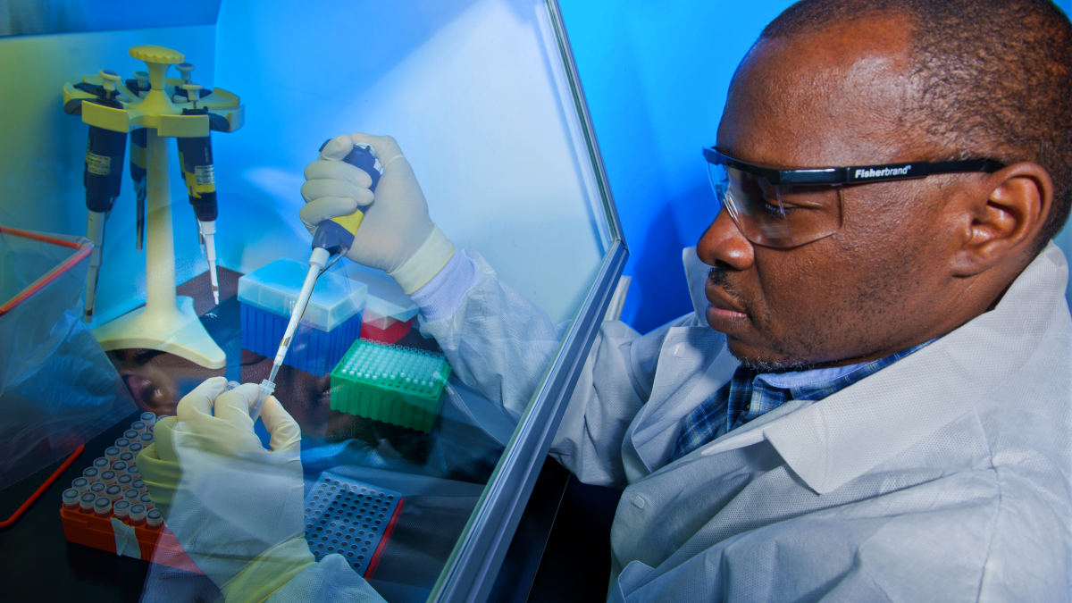 BML PCR testing A CDC laboratorian preps for testing using polymerase chain reaction.