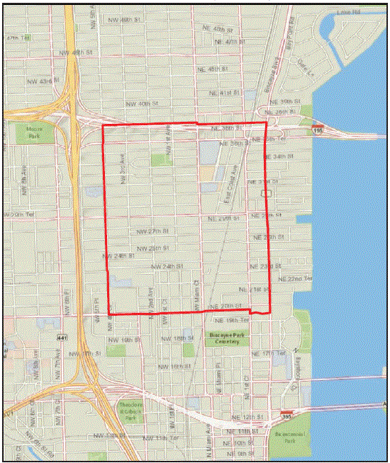 m6538e1f1.gif The figure above is a map showing a 1 square-mile area encompassing the 6-block area of the Zika virus transmission outbreak plus a buffer zone.
