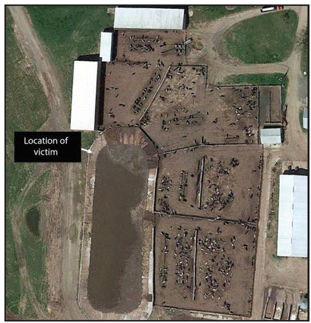 m6632a6f The figure above is an aerial photograph showing an open-air manure pit and site of death of a worker on a beef farm in Wisconsin in August 2016.