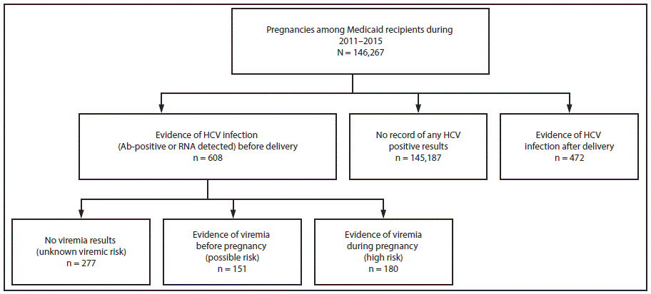 m6642a3f1 The figure above is a diagram showing a classification of vertical transmission risk based on hepatitis C virus infection status among Medicaid recipients in Wisconsin during 2011–2015.