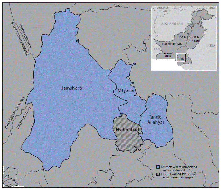 m6647a4f1 The figure above is a map showing the location of fractional inactivated poliovirus vaccine campaign in Sindh Province, Pakistan during October–November 2016.