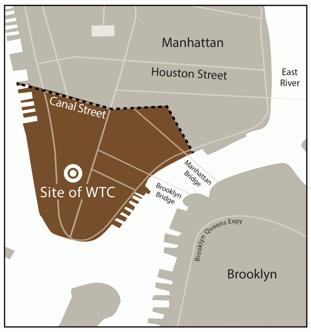 World Trade Center Health Program — United States, 2012−2020 This figure is a map showing the New York City response area for the September 11, 2001, terrorist attacks.