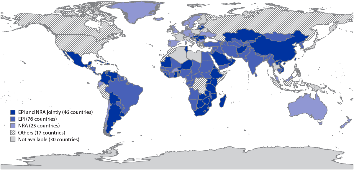 mm7015a2-F1 The figure is a map showing sources of data for adverse events following immunization that are reported by country on the WHO/UNICEF Joint Reporting Form.