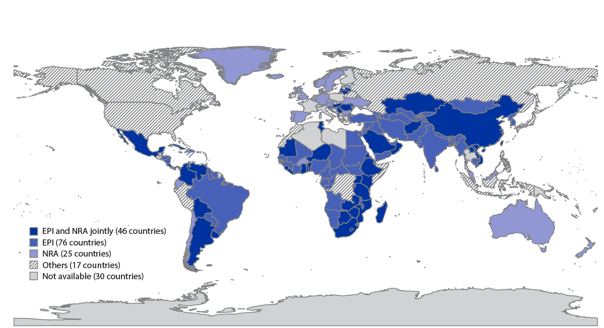mm7031a2-F The figure is a map showing sources of data for adverse events following immunization that are reported by country on the WHO/UNICEF Joint Reporting Form.