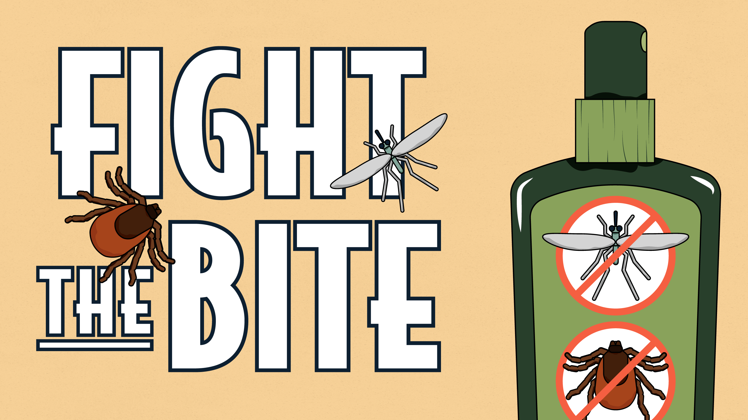 Fight the Bite Insect Repellent Bot Fight the Bite design element with images of repellent, tick, and mosquito
