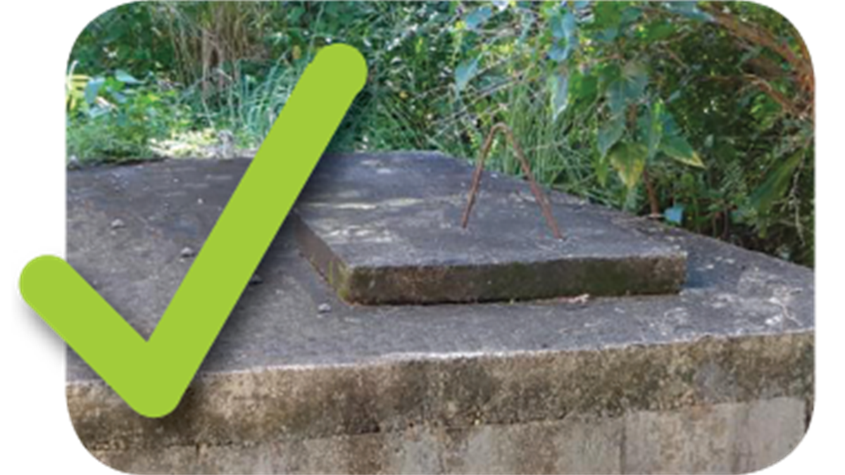 — title missing — A septic tank with a concrete cover. A check mark is added.
