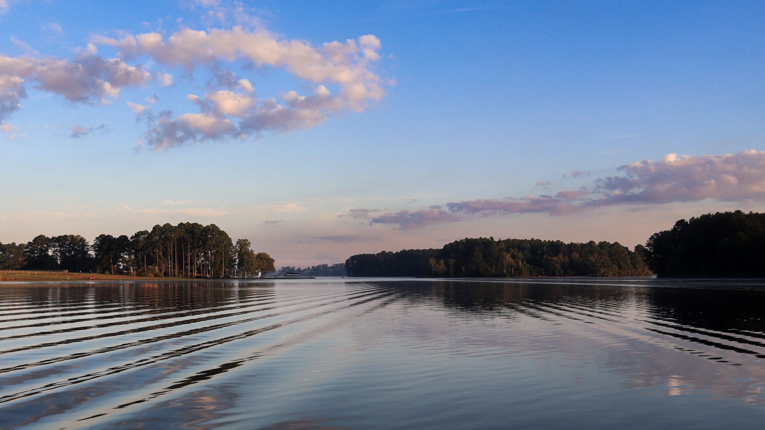 — title missing — A still lake with a few ripples.