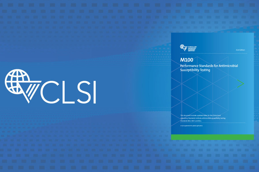 clsi-logo-and-publication Clinical Laboratory Standards Institute logo plus cover of M100 publication