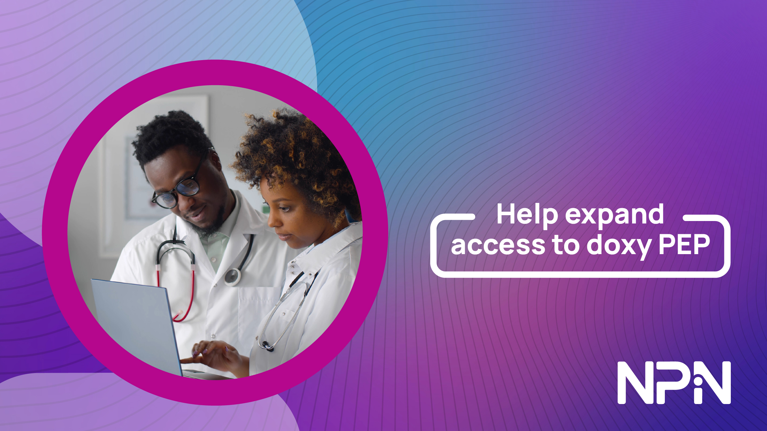 Doxy PEP website Two doctors wearing lab coats looking at a computer